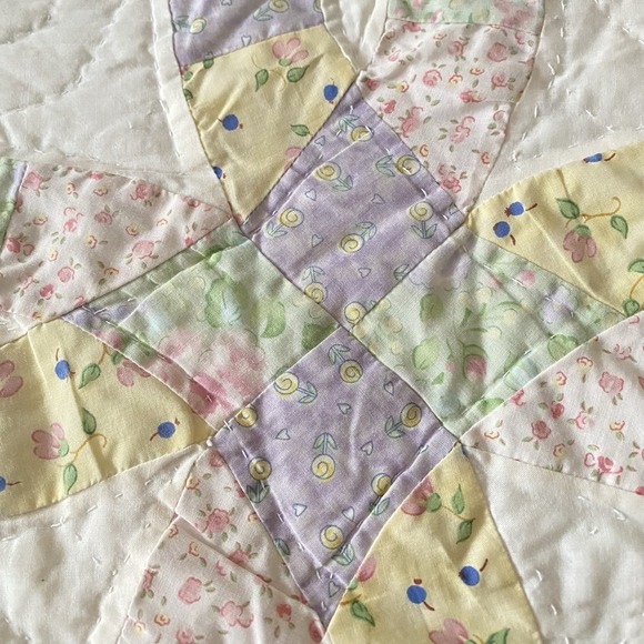 Vintage JCP Quilt Hand Stitched Multicolor Twin 85x86" Cottage Country Granny - Picture 5 of 9